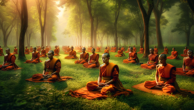 Monaci Theravada in meditazione